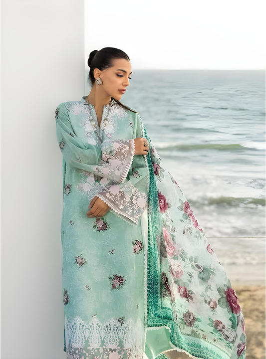 Mint Green Embroidered Lawn 3PC Suit | Zainab Chottani