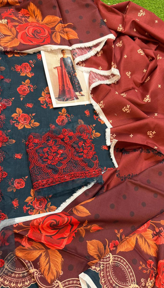 BAROQUE 3PC KHADDAR UNSTITCHED DIGITAL PRINTED SUIT