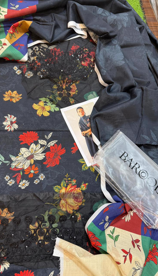 BAROQUE 3PC KHADDAR UNSTITCHED DIGITAL PRINTED SUIT