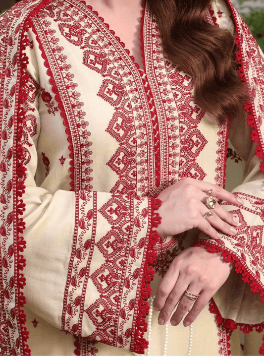 Aleena's - 3 - Pc Embroidery LAWN - Qaswa Fabrics