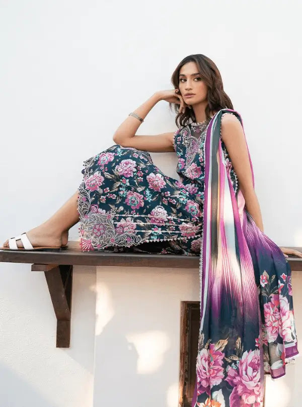 Floral Printed Lawn 3PC Suit | Zainab Chottani - Qaswa Fabrics