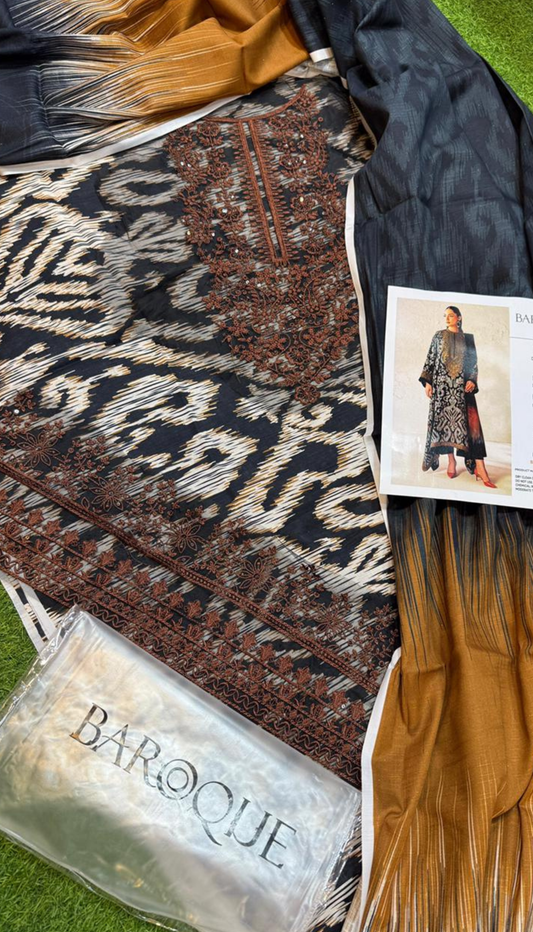 BAROQUE 3PC KHADDAR UNSTITCHED DIGITAL PRINTED SUIT