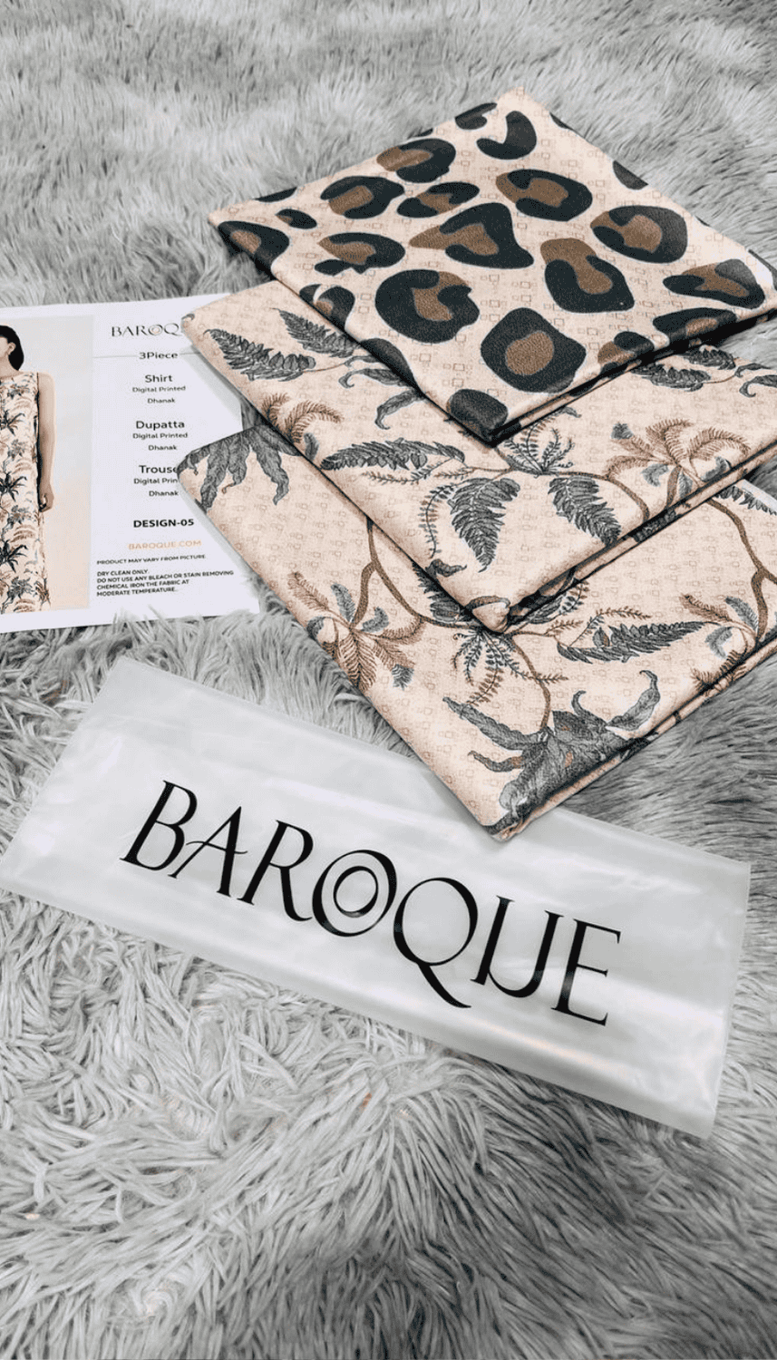 BAROQUE 3PC DHANAK UNSTITCHED DIGITAL PRINTED SUIT