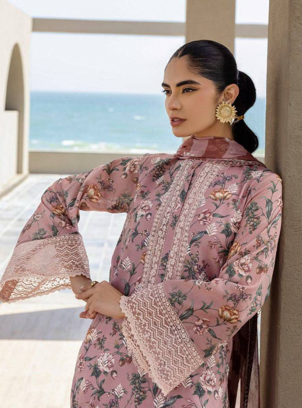 Pink Floral Printed Lawn | Zainab Chottani