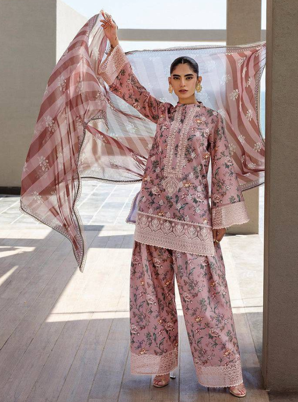 Pink Floral Printed Lawn | Zainab Chottani