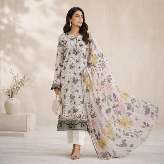 Butterfly Bloom – Unstitched Summer Lawn 3 Piece