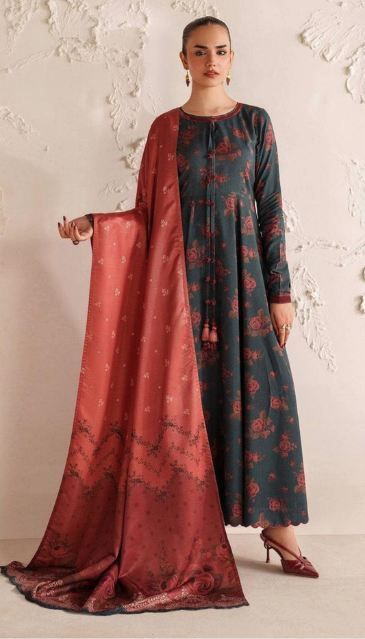 BAROQUE 3PC KHADDAR UNSTITCHED DIGITAL PRINTED SUIT