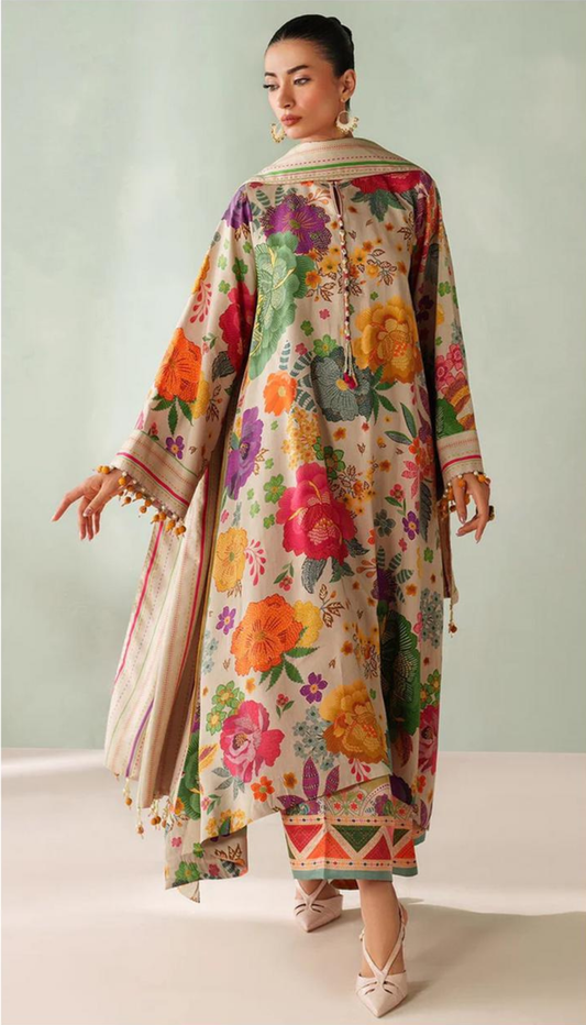 BAROQUE 3PC DHANAK UNSTITCHED DIGITAL PRINTED SUIT
