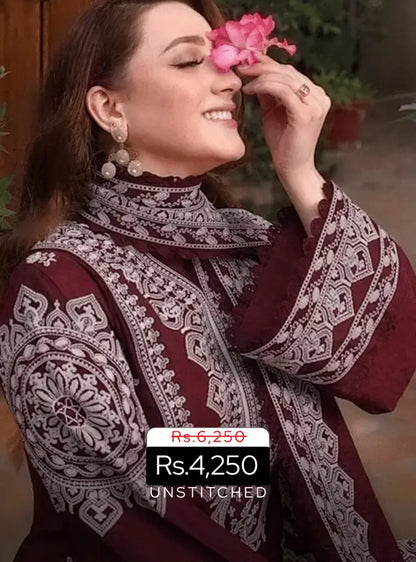Aleena's - 3 - Pc Embroidery LAWN - Qaswa Fabrics