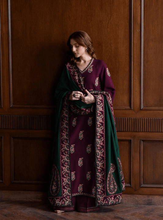 Batik - 3 - Pcs Premium Embroidery - Qaswa Fabrics