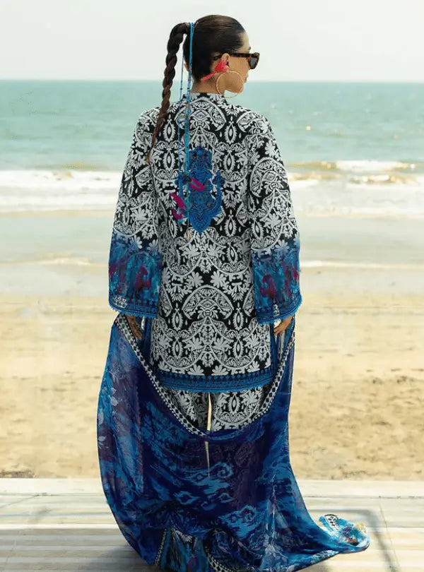 Blue Printed Lawn 3PC Suit | Zainab Chottani - Qaswa Fabrics