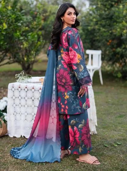 Midnight Bloom Digital Printed Lawn 3PC | İznik