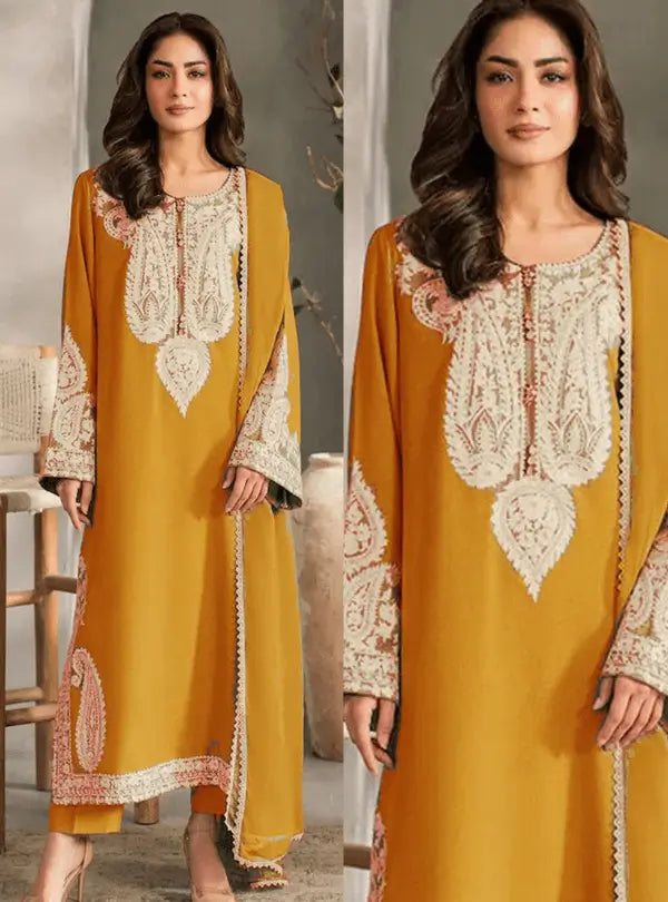 Midnight Elegance 3PC Embroidery - Qaswa Fabrics