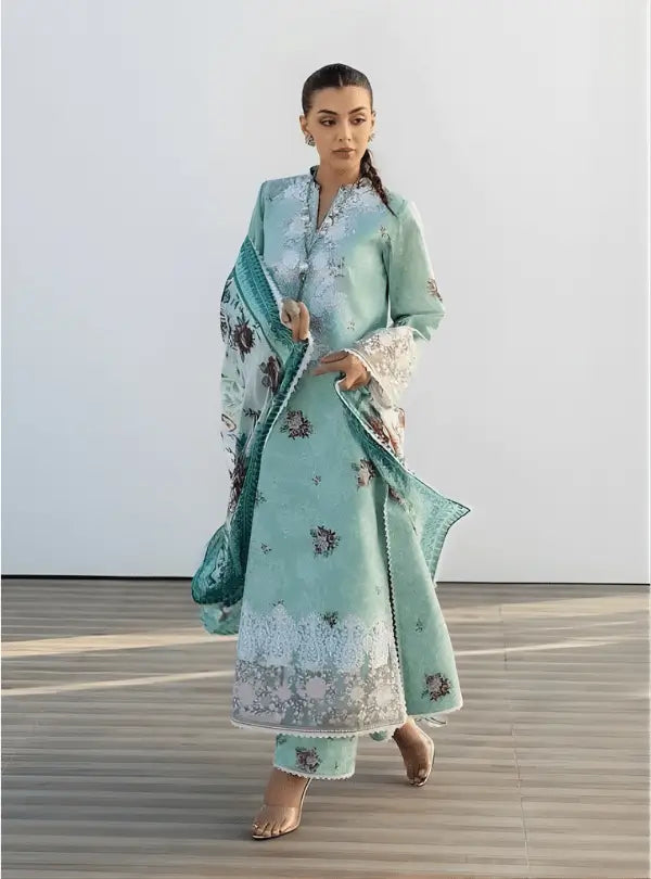 Mint Green Embroidered Lawn 3PC Suit | Zainab Chottani - Qaswa Fabrics