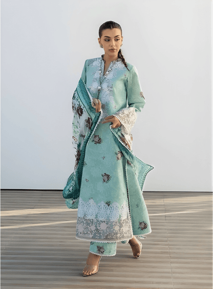 Mint Green Embroidered Lawn 3PC Suit | Zainab Chottani - Qaswa Fabrics