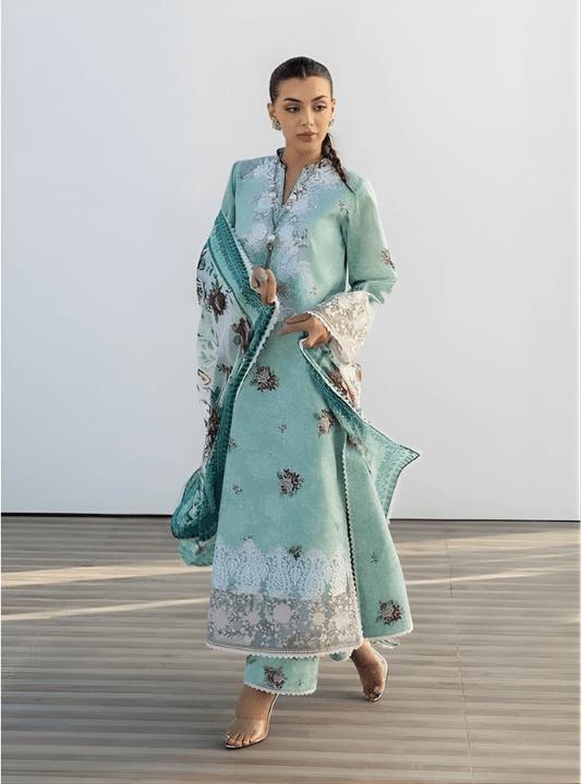 Mint Green Embroidered Lawn 3PC Suit | Zainab Chottani - Qaswa Fabrics