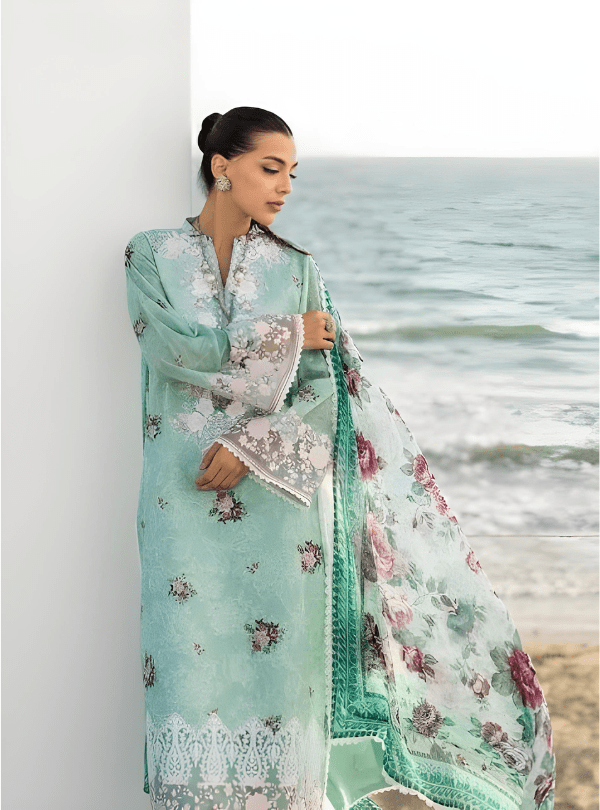 Mint Green Embroidered Lawn 3PC Suit | Zainab Chottani - Qaswa Fabrics