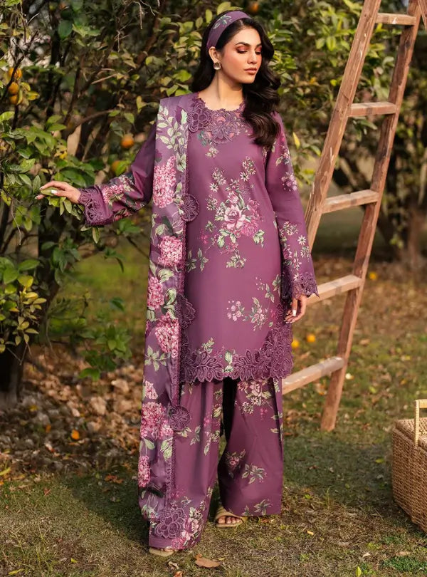 Plum Garden Digital Printed Lawn 3PC | İznik - Qaswa Fabrics