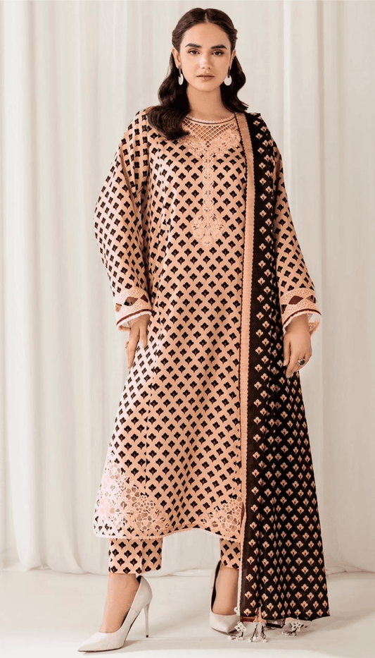 BAROQUE 3PC DHANAK UNSTITCHED DIGITAL PRINTED SUIT