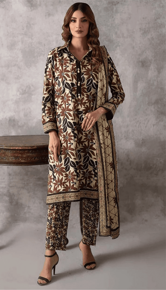 BAROQUE 3PC DHANAK UNSTITCHED DIGITAL PRINTED SUIT