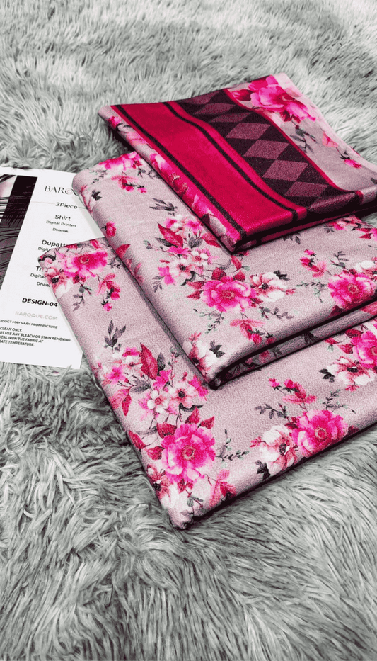 BAROQUE 3PC DHANAK UNSTITCHED DIGITAL PRINTED SUIT