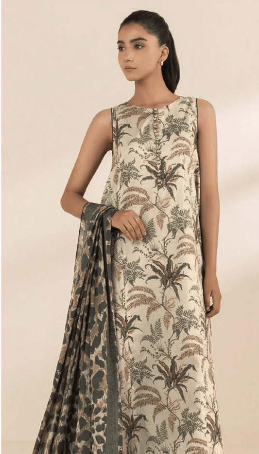 BAROQUE 3PC DHANAK UNSTITCHED DIGITAL PRINTED SUIT