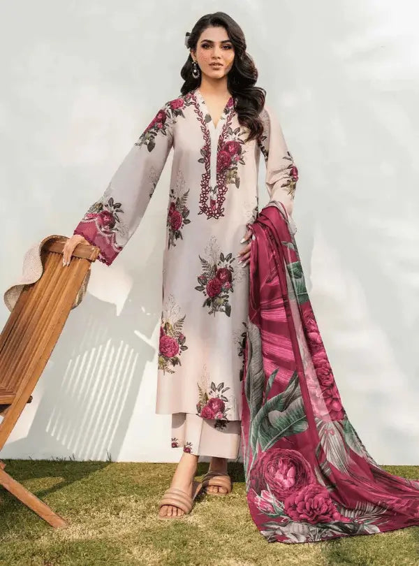 Rose Mist Digital Printed Lawn 3PC | İznik - Qaswa Fabrics