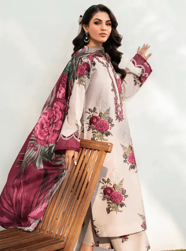 Rose Mist Digital Printed Lawn 3PC | İznik - Qaswa Fabrics