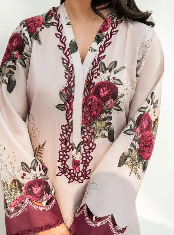 Rose Mist Digital Printed Lawn 3PC | İznik - Qaswa Fabrics